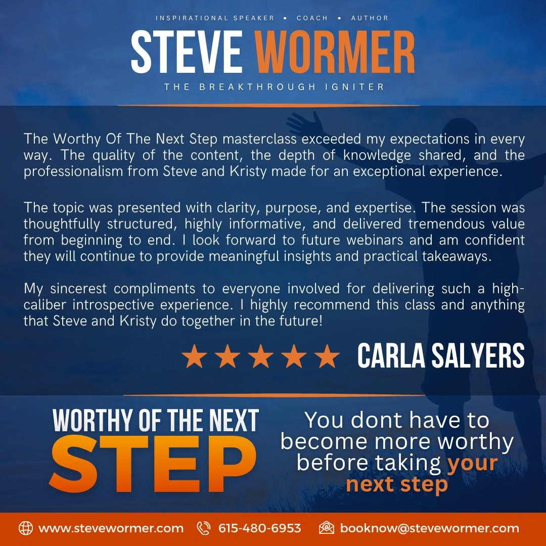 Carla Salyers testimonial for Worthy of the Next Step